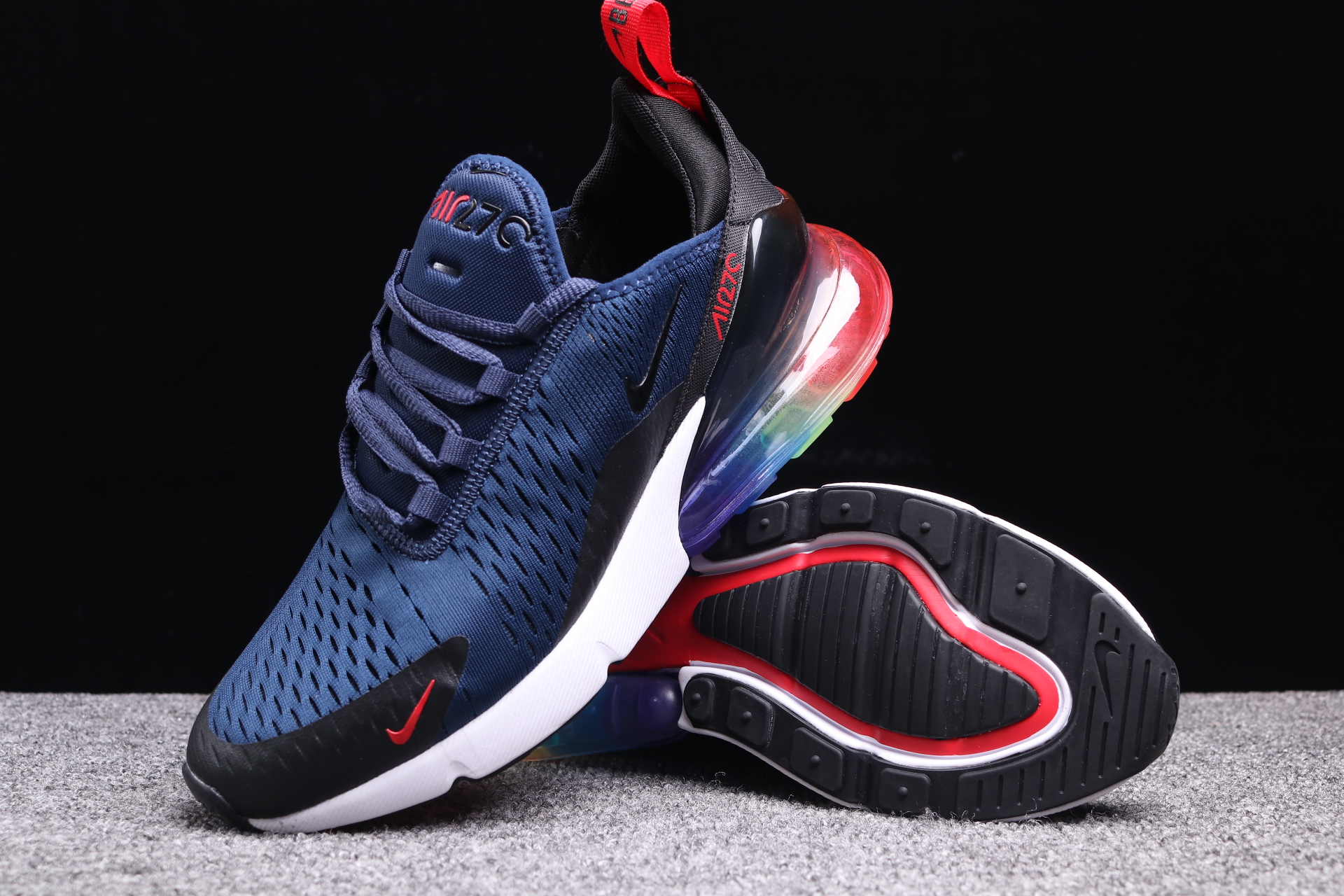 Women Supreme x Nike Air Max 270 Deep Blue Red Black Shoes - Click Image to Close